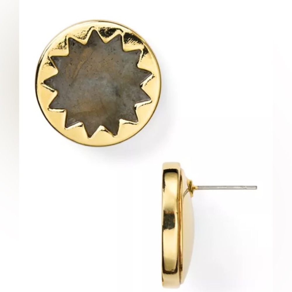 House of Harlow 1960 Sunburst Labradorite Circle Sun Stud Earrings